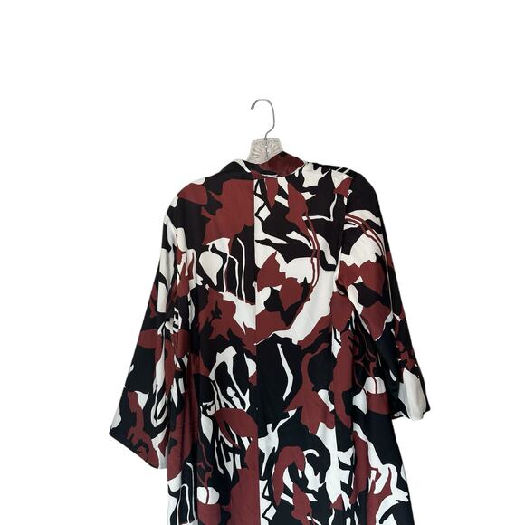 Chico's Brown Black Artsy Satin Boho Bohemian Open Kimono Long Duster Medium - Picture 5 of 11